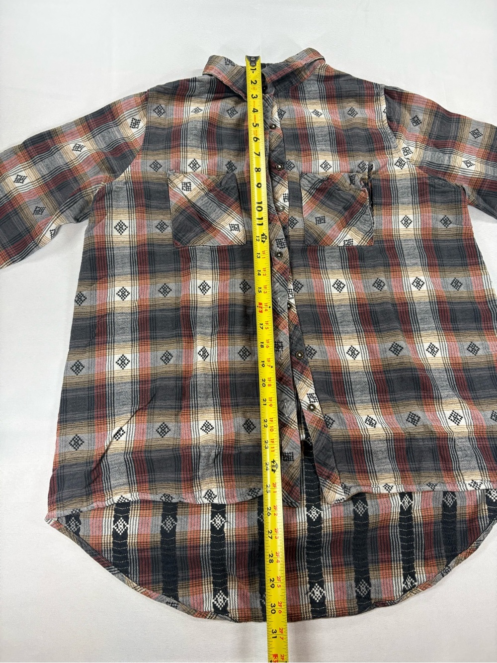 Free People XL Oversized Plaid Button Down Flannel Shirt Boho Western - Picture 4 of 6